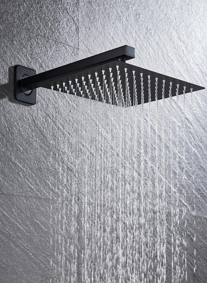ZAP OHSQ89 360 Degree Rotation Black Square Wall Mounted Overhead Shower Stainless Steel | Anti-MIcrobial Silicon Nozzle | Ultra Thin & Lightweight Only Overhead Shower (6 Inch, Only Shower Head) - Image 1